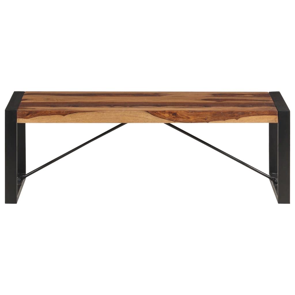 Brown Solid Sheesham Wood Steel Coffee Table H849361