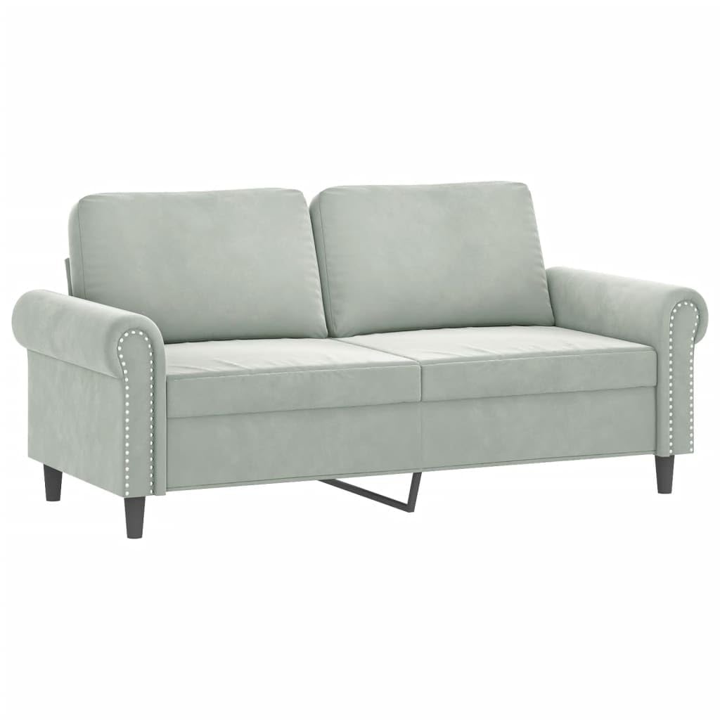 Light Gray Velvet 2 Piece Sofa Set with Throw Pillows X488403
