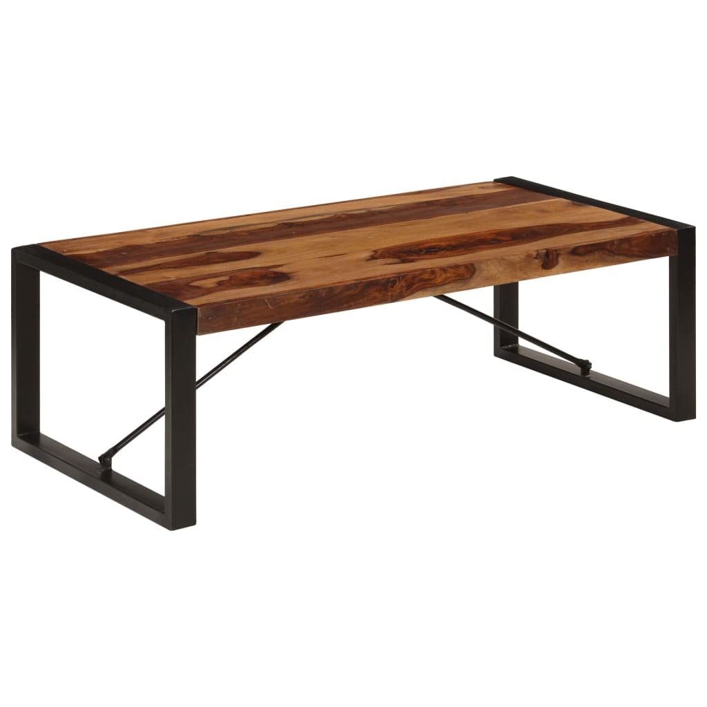 Brown Solid Sheesham Wood Steel Coffee Table H849361