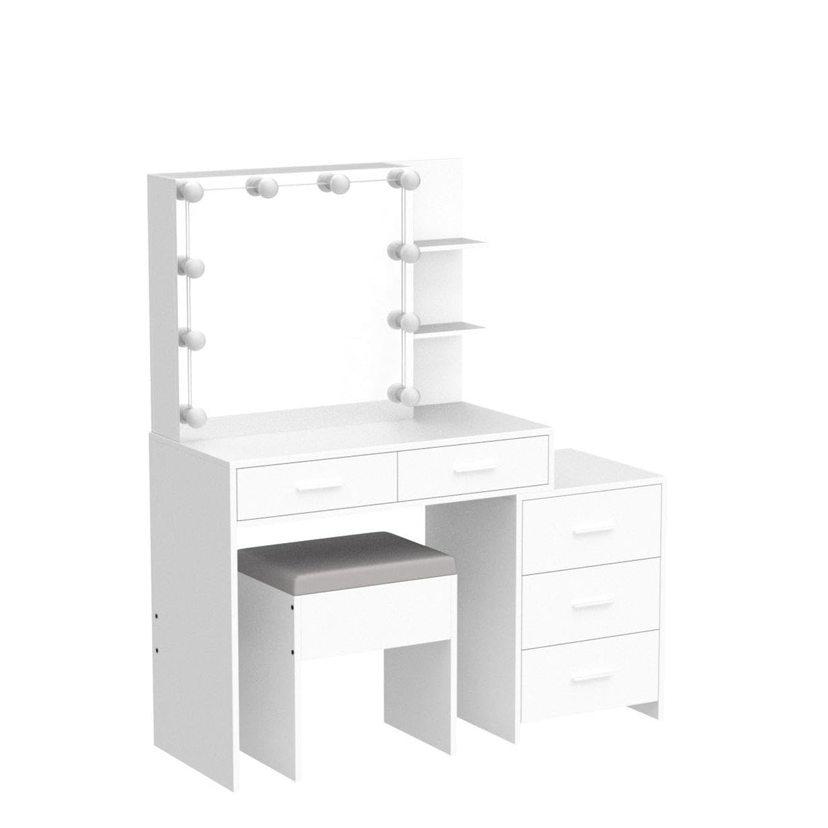 White Vanity Desk with Sliding Mirror U95198