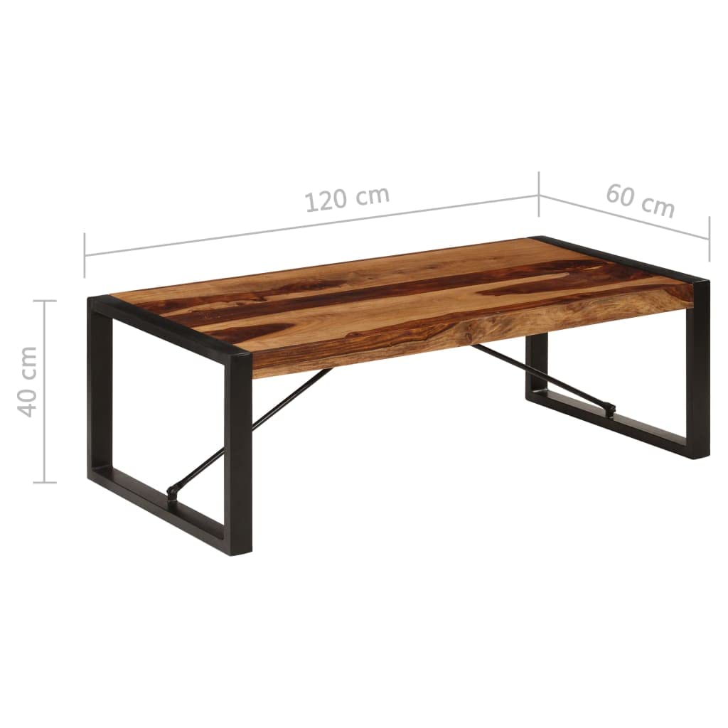 Brown Solid Sheesham Wood Steel Coffee Table H849361