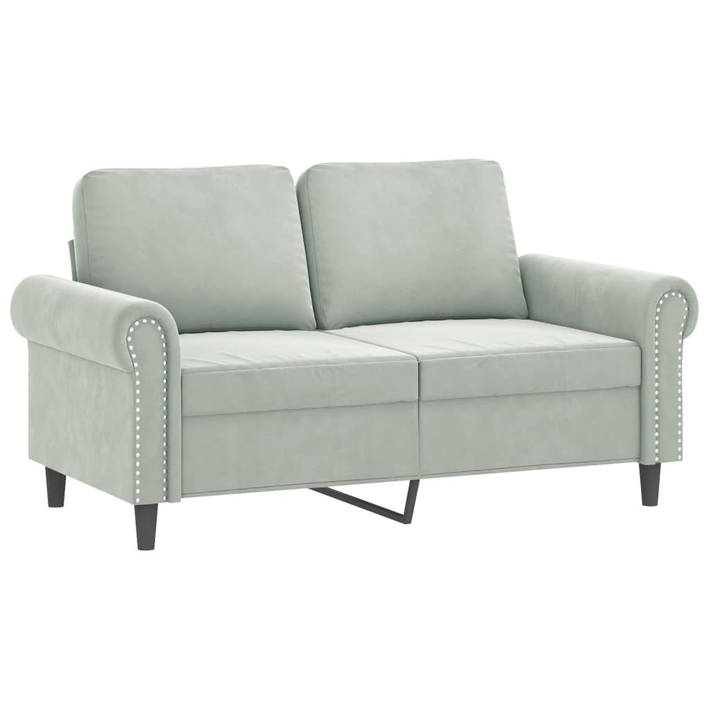 Light Gray Velvet 2 Piece Sofa Set with Throw Pillows X488403
