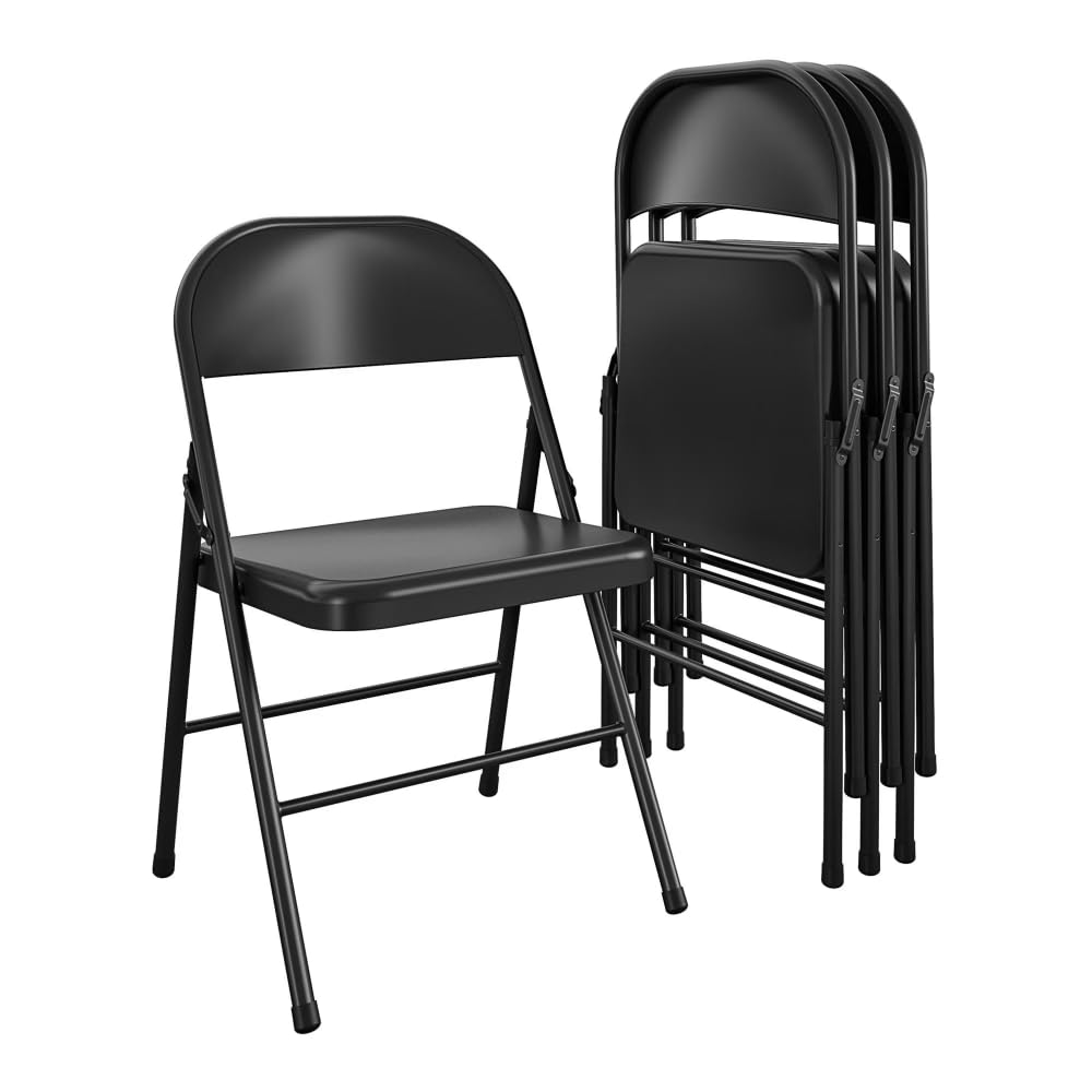 Steel Folding Chair 4 Pack Black N89080