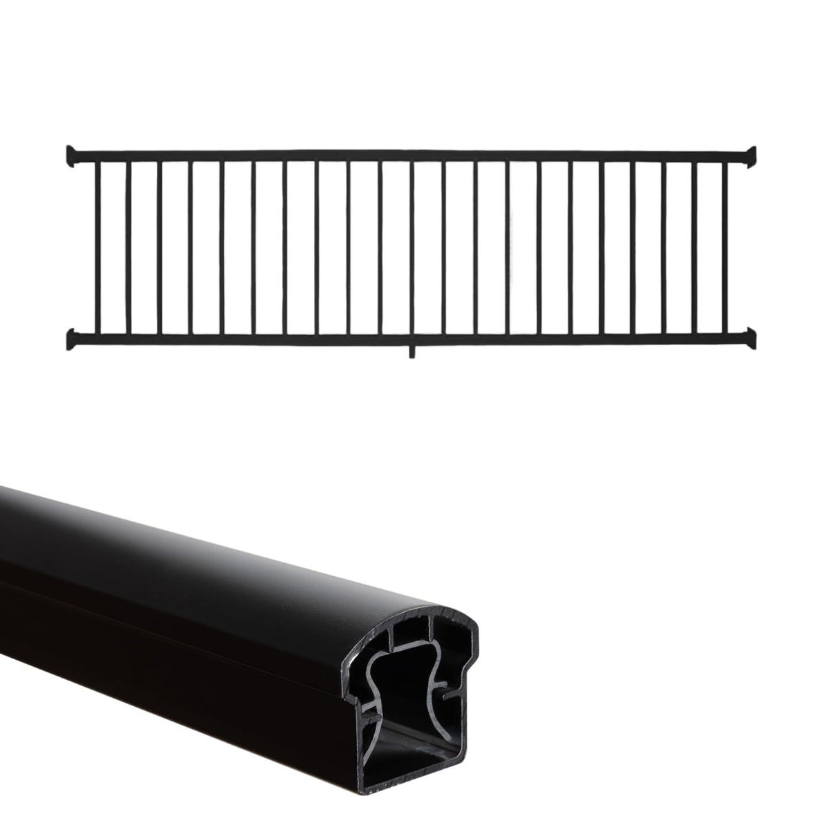 36 in. H x 8 ft. W Aluminum Deck Railing Kit with Black Powder-Coated Finish A8744