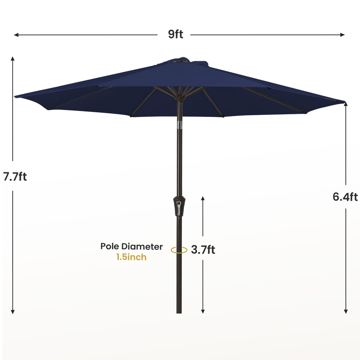 9ft Patio Umbrella with Push Button Tilt and Crank D500