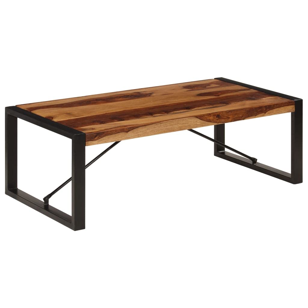Brown Solid Sheesham Wood Steel Coffee Table H849361