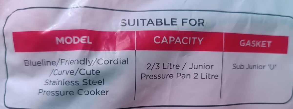 Pressure Cooker Silicone Gasket 2/3 Litre Stainless Steel U869219