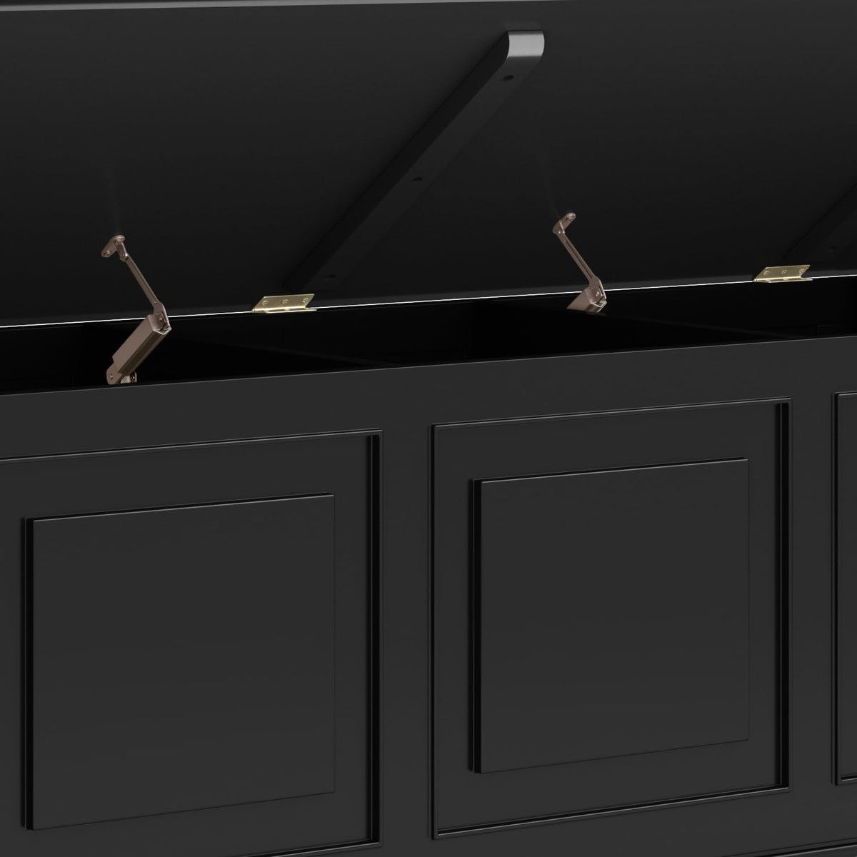 Black Solid Wood Trunk Bench J5864