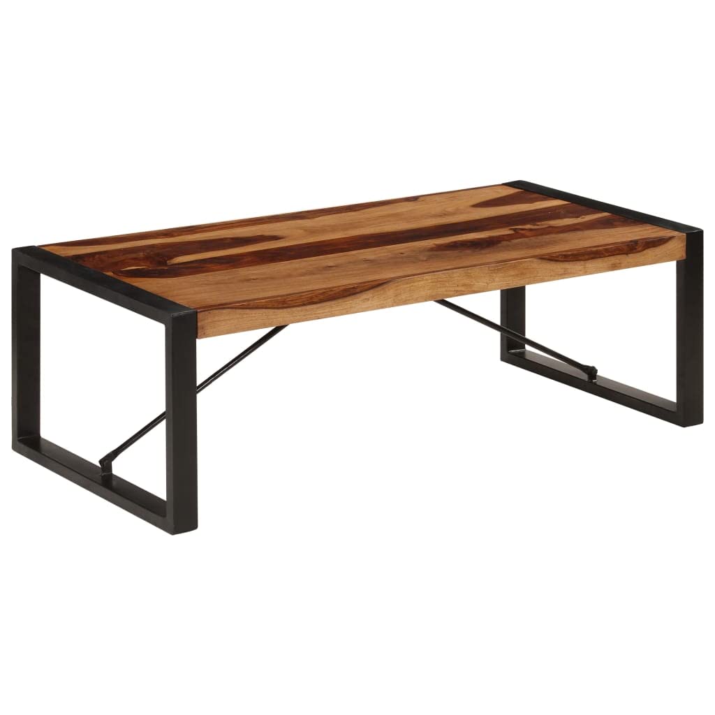 Brown Solid Sheesham Wood Steel Coffee Table H849361