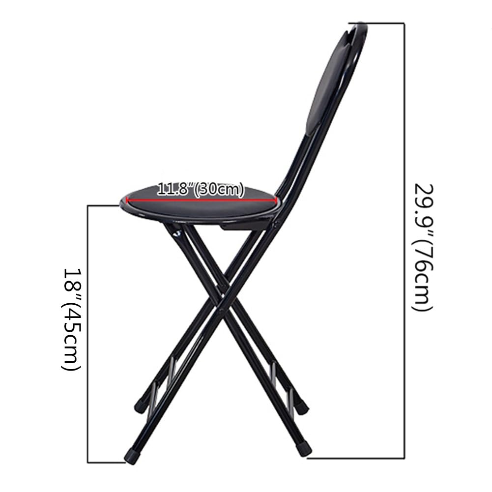 Black 18 Inch Folding Bar Stool with Backrest N973036