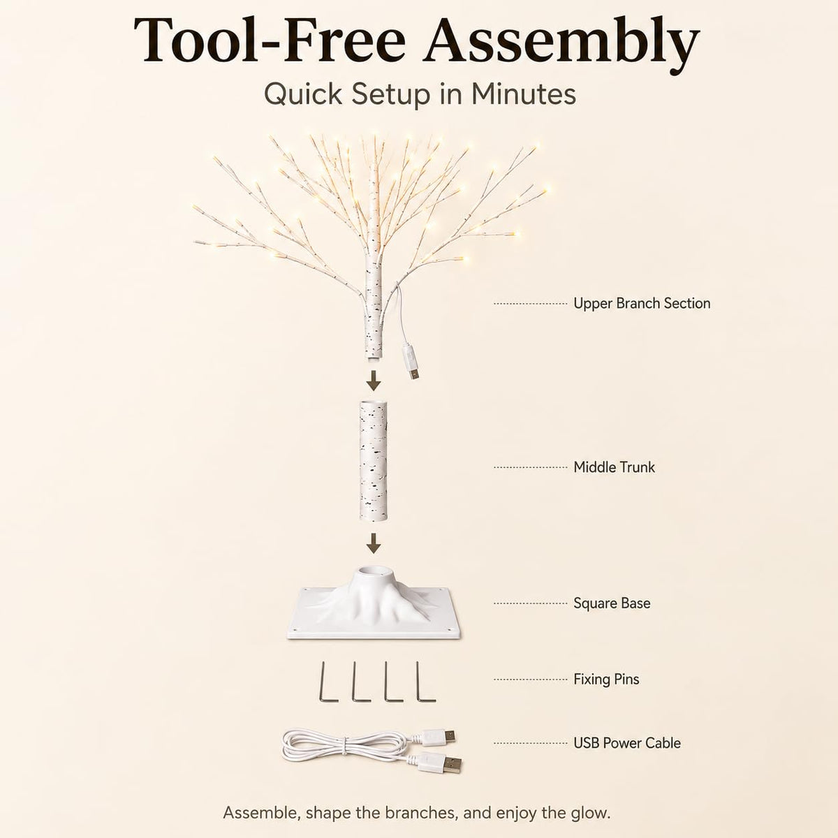 4FT 64 LEDs Birch Tree with Lights K830