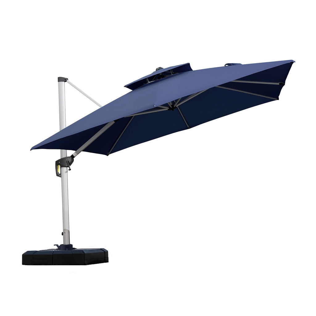 10'x 10' Square Double Top Navy Blue Cantilever Patio Umbrella S882343