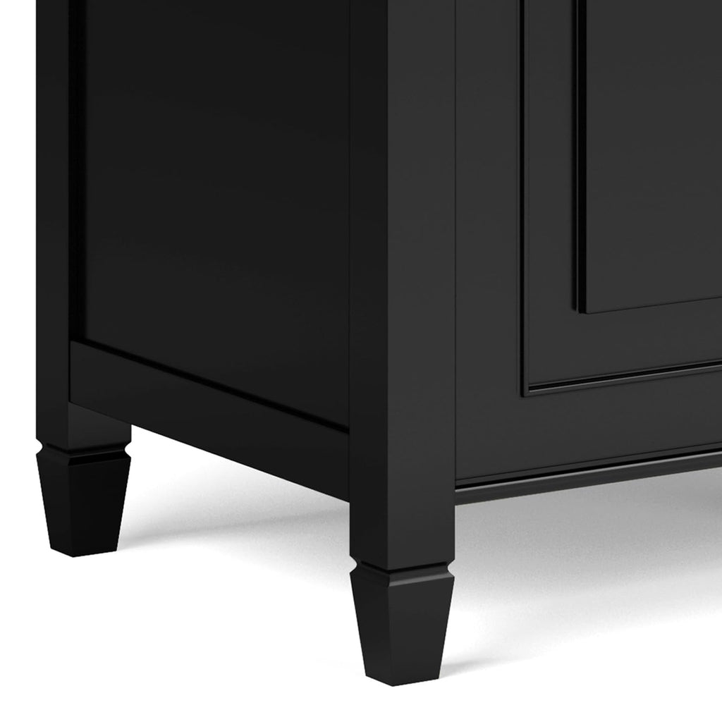 Black Solid Wood Trunk Bench J5864