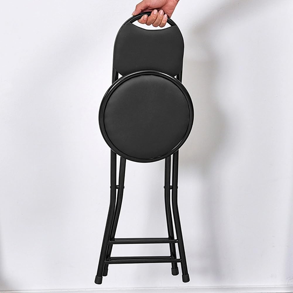 Black 18 Inch Folding Bar Stool with Backrest N973036