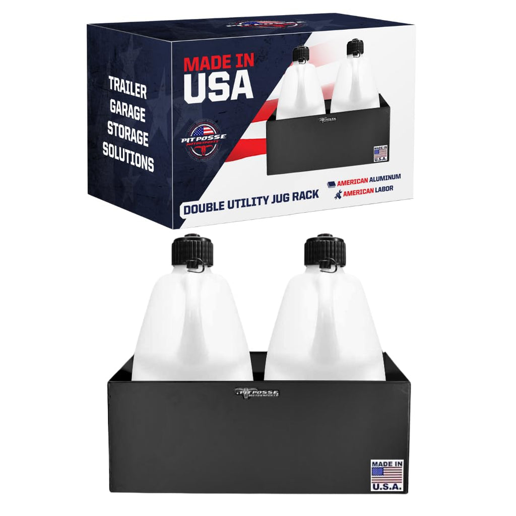 Double Aluminum Fuel Jug Holder Rack for Two 5 Gallon Gas Containers Black Q7217