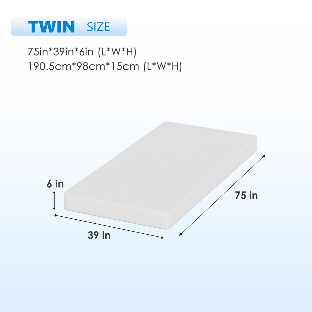 6 Inch Green Tea Cooling Gel Memory Foam Twin Mattress K4632