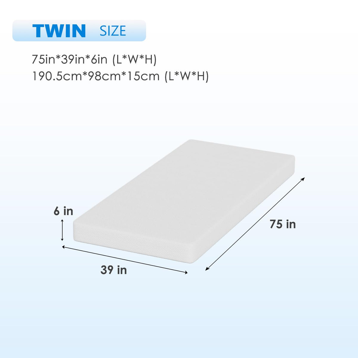 6 Inch Green Tea Cooling Gel Memory Foam Twin Mattress K4632