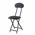 Folding Bar Stool with Backrest, 18 Inch Portable Stool with Footrest, Steel Frame Legs, Black S219542