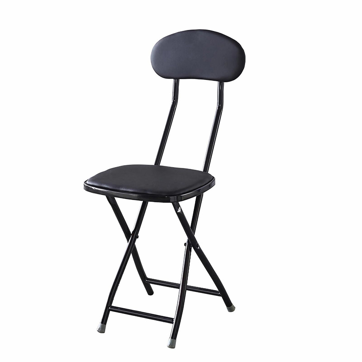 Folding Bar Stool with Backrest, 18 Inch Portable Stool with Footrest, Steel Frame Legs, Black S219542