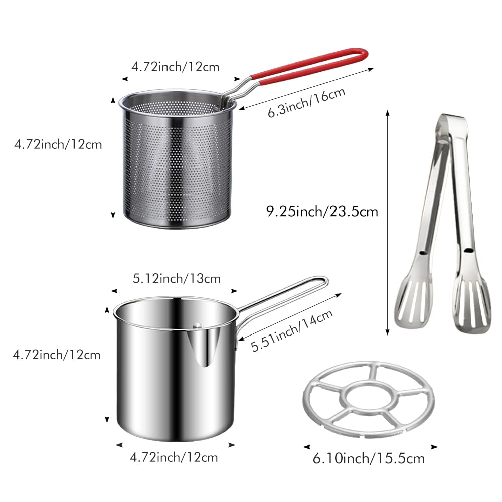 Small Stainless Steel Deep Fryer Pot with Basket O9931