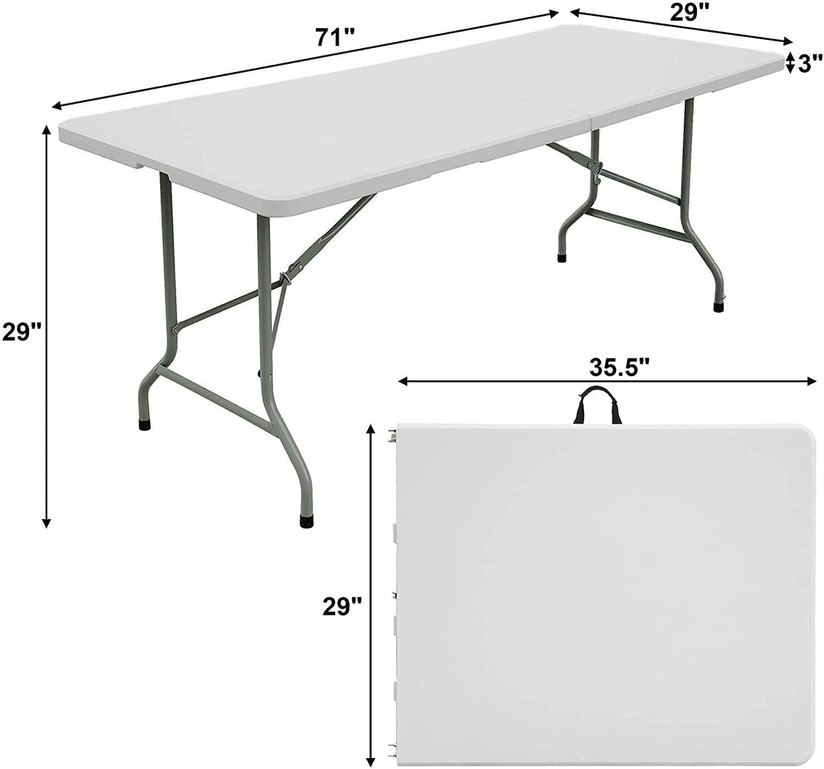 6ft White Plastic Folding Table B7882