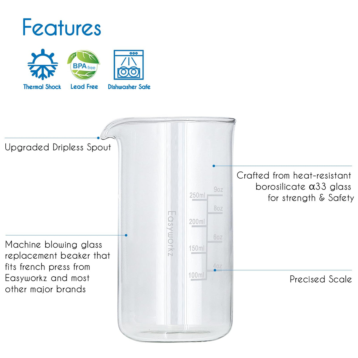 12 oz Borosilicate Glass French Press K2531