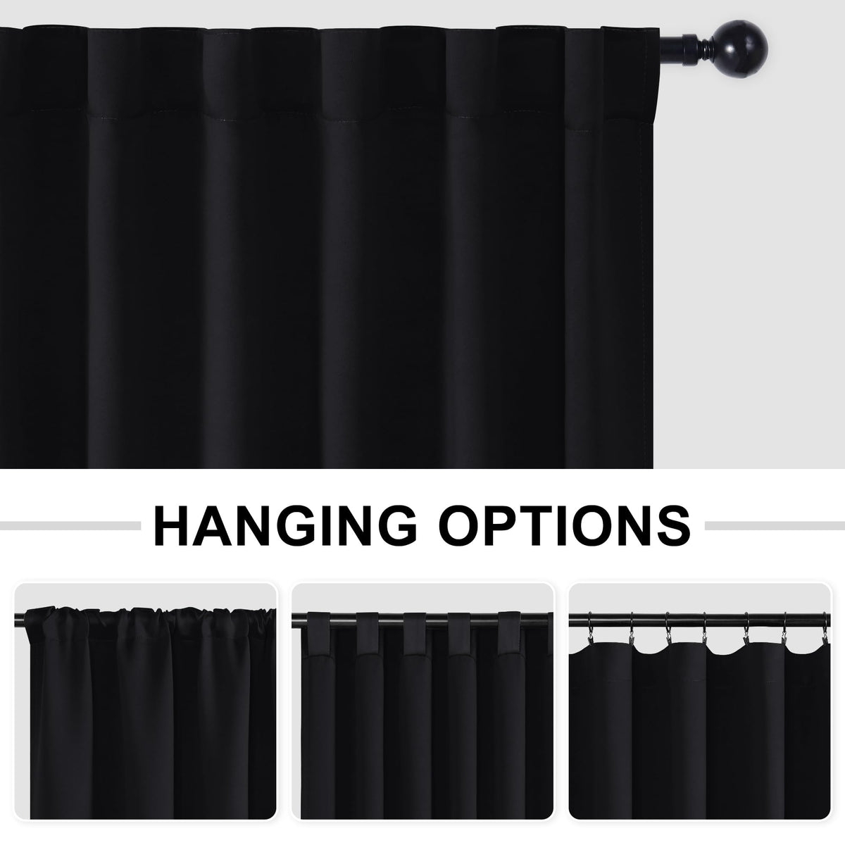 Blackout Room Divider Curtain 120 x 96 Inches Black T47070