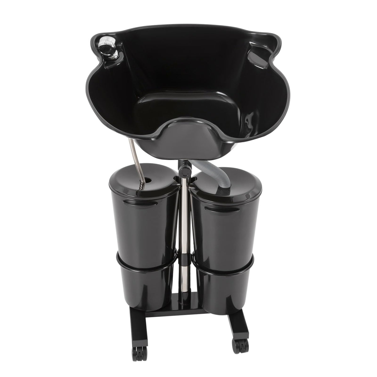 Portable Plastic Shampoo Basin with 2 Water Buckets and Wheels I2618