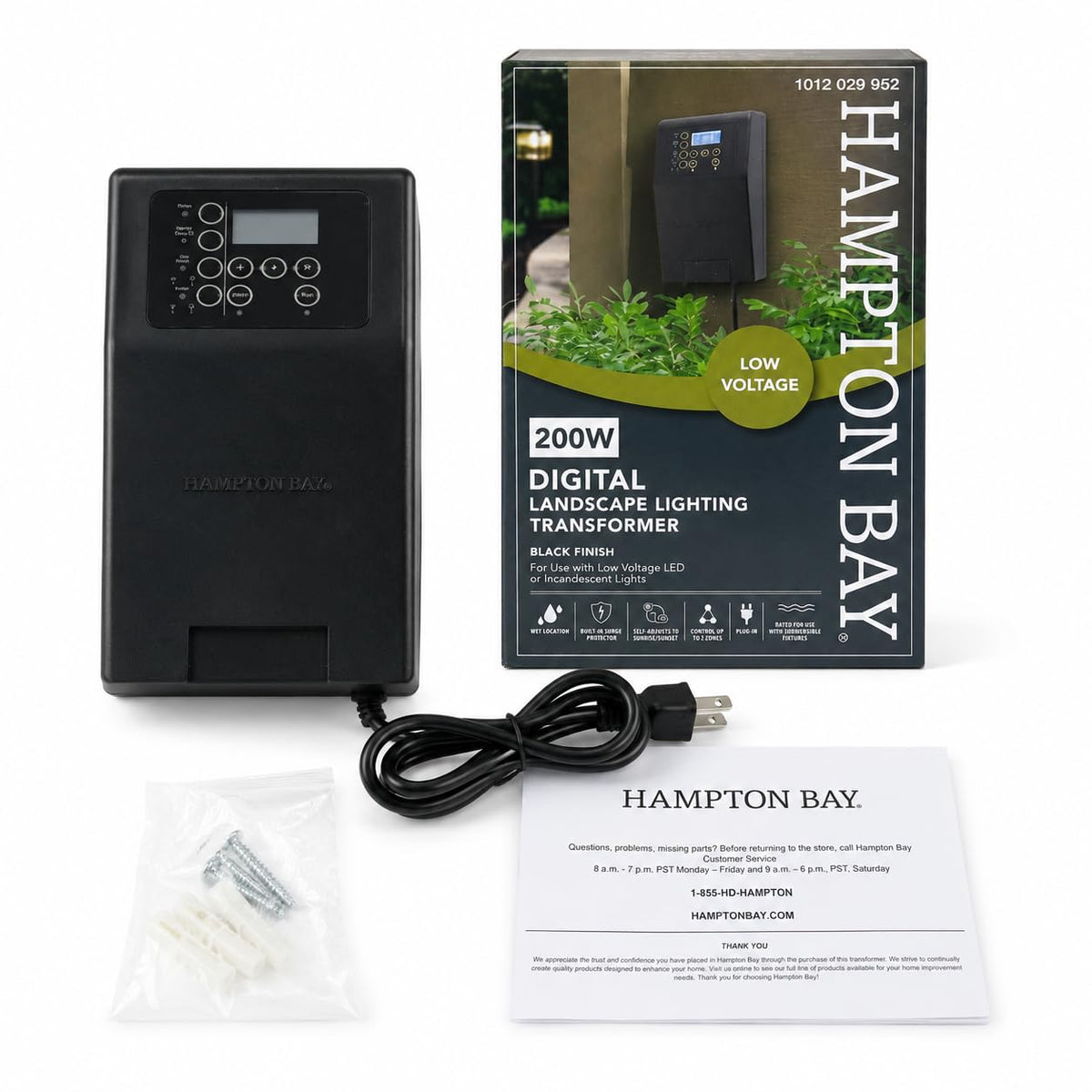 200W Low Voltage Landscape Lighting Transformer Black P3990