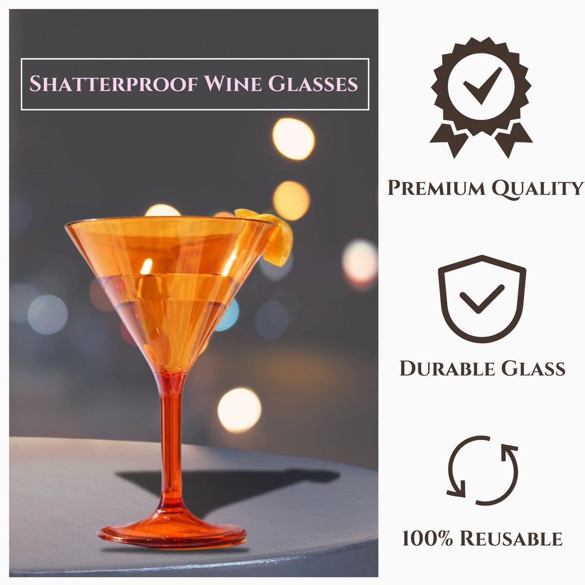 Set of 6 Shatterproof Acrylic Tritan Glasses T13149