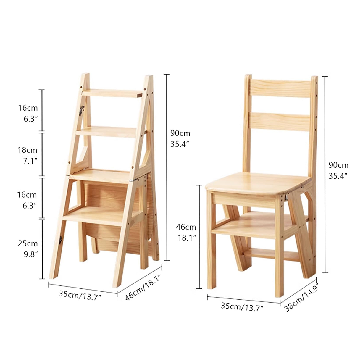 Solid Wood Folding Ladder Chair S5497