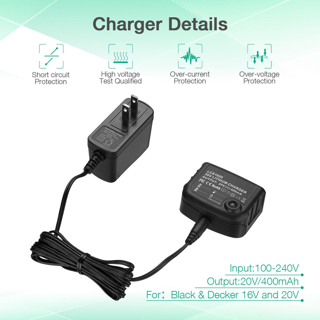 2 Pack 20V MAX 3.0Ah Replacement Battery with Charger J7827