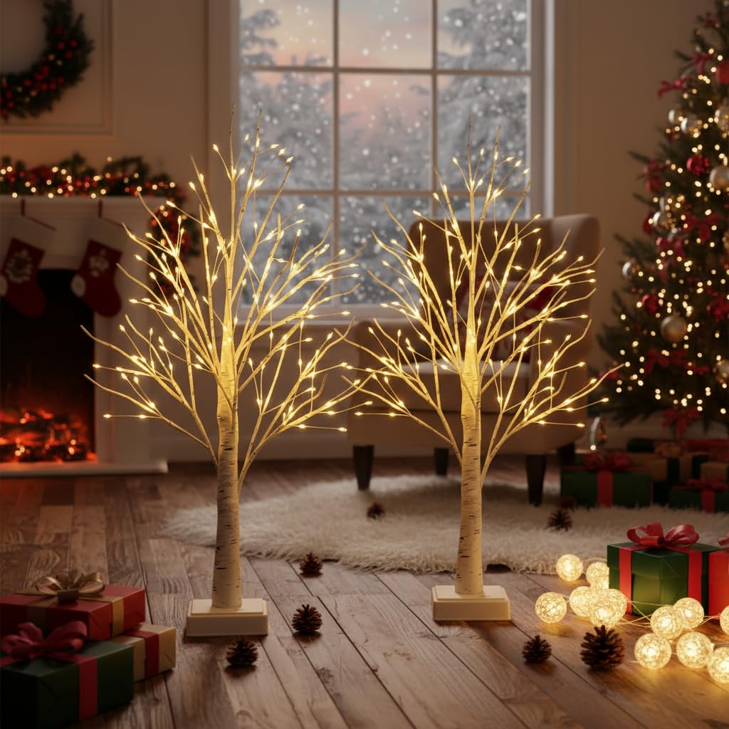 24" 2FT White Birch Tree with 144 LED Lights C811750