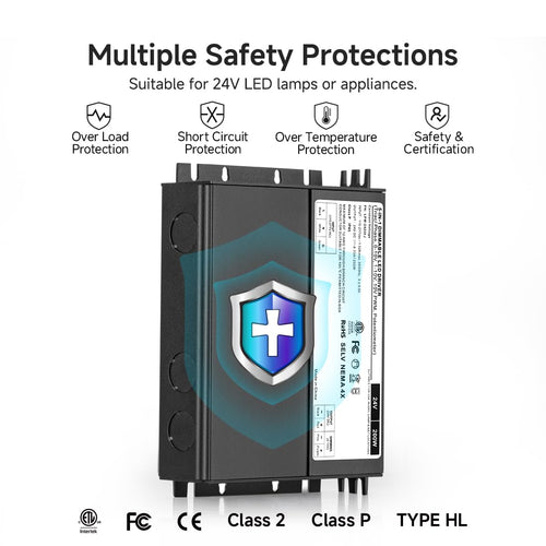 200W Dimmable LED Driver Power Supply 24VDC Transformer J8272