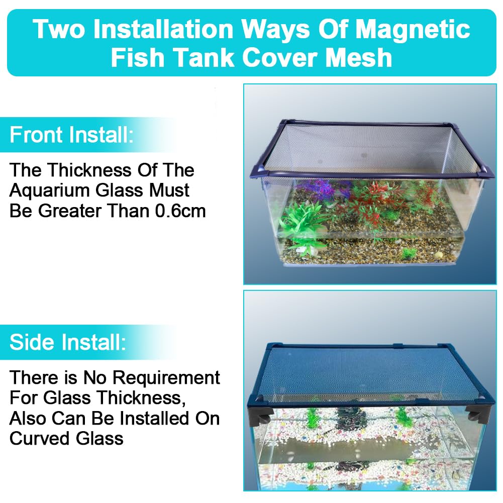 Magnetic Aquarium Cover Lid Anti-Jumping Net Adjustable Max 35''X19'' U8515
