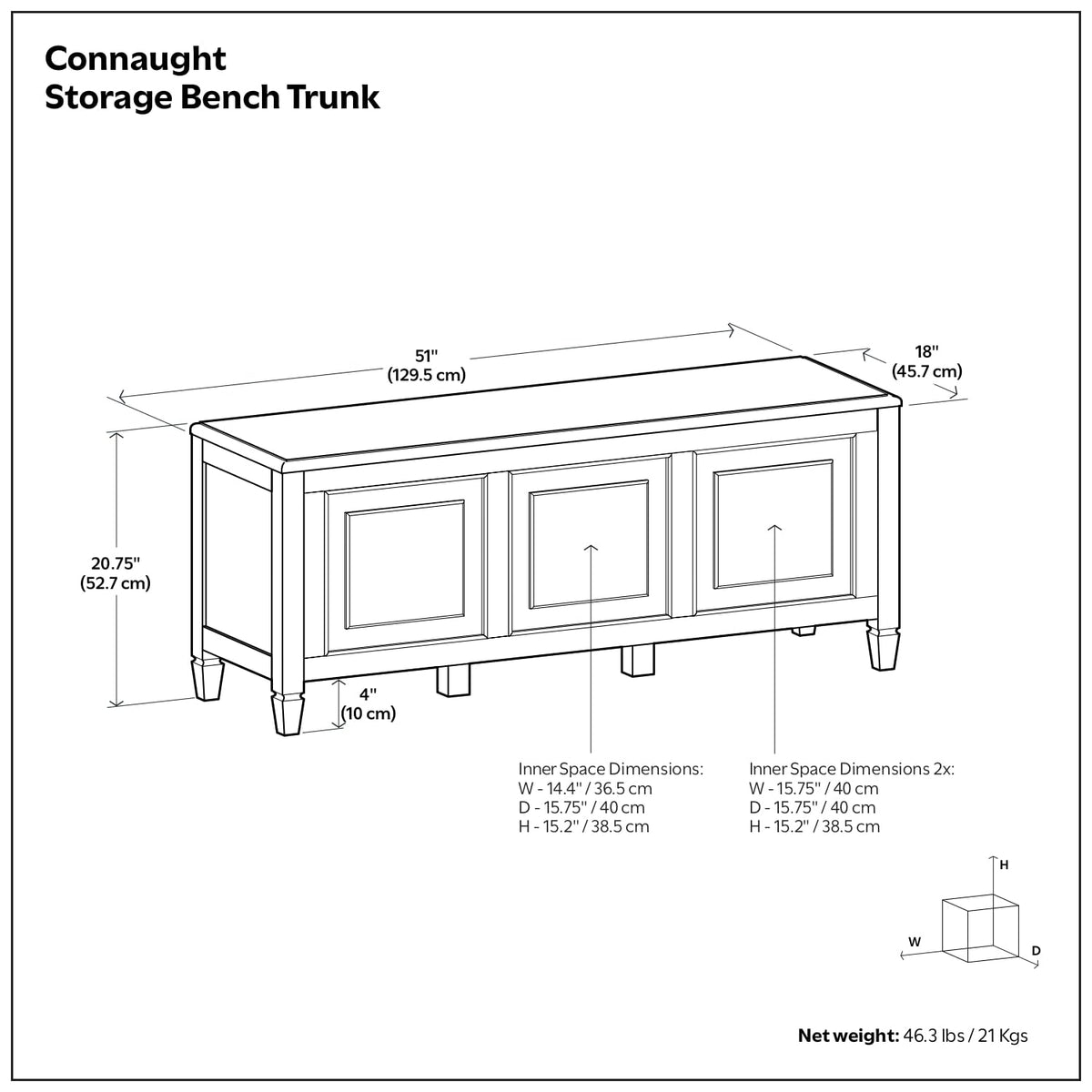 Black Solid Wood Trunk Bench J5864