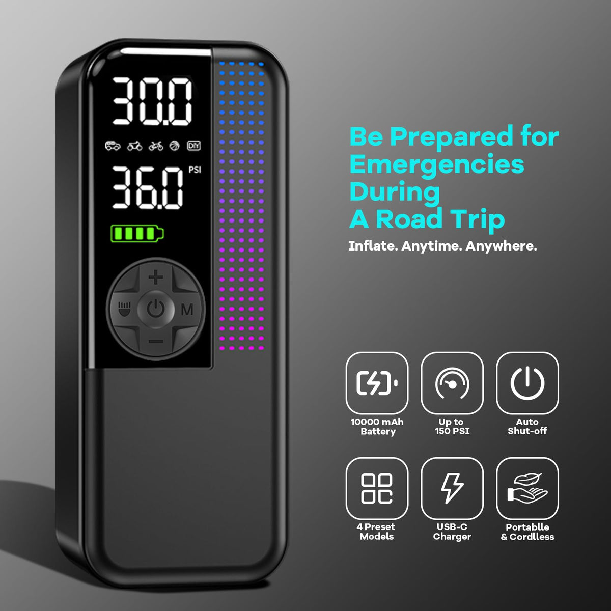 150PSI Portable Cordless Tire Inflator Air Compressor I813403