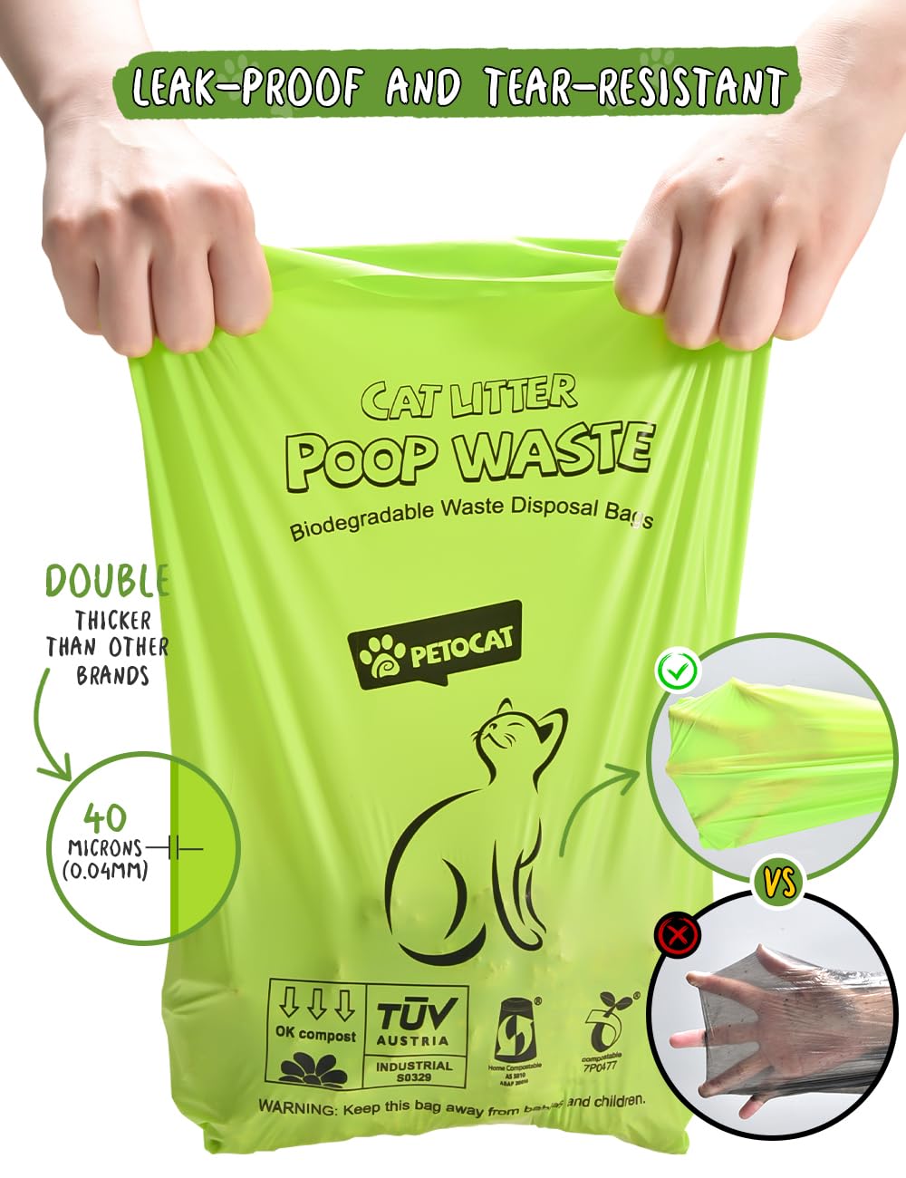 Biodegradable Unscented Cat Litter Bags 100 Count U637
