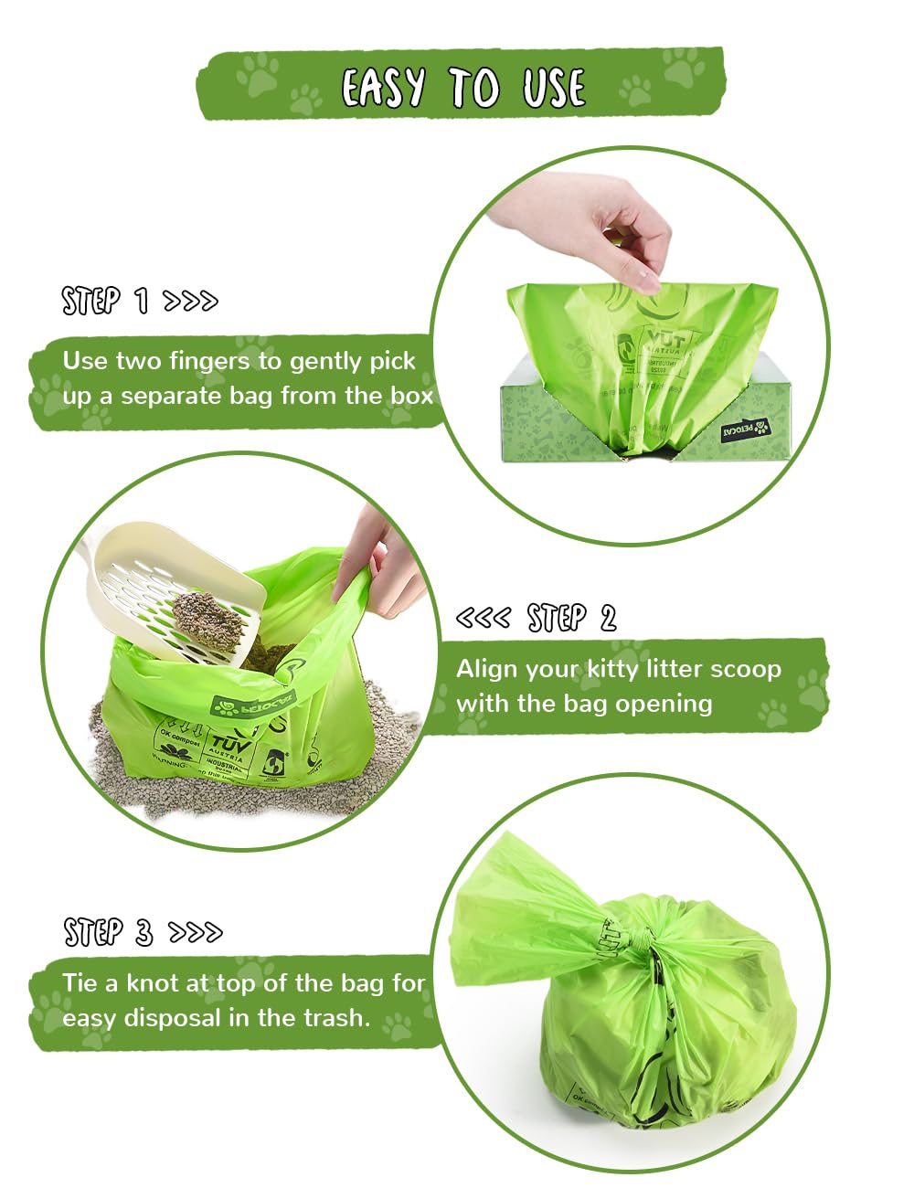 Biodegradable Unscented Cat Litter Bags 100 Count U637