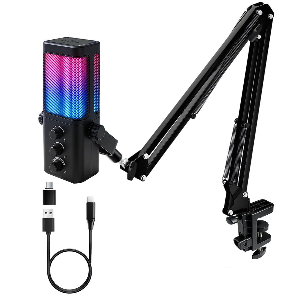 Black USB Condenser Microphone with Boom Arm G2761