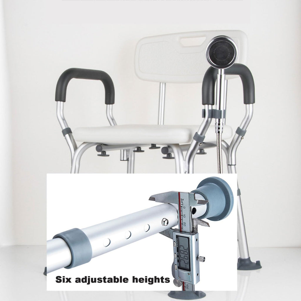 Heavy Duty Shower Chair with Arms Back Padded Adjustable Non-Slip N5005