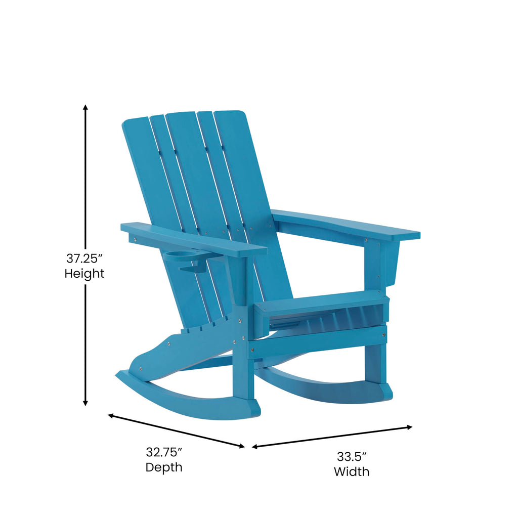 Blue Weather Resistant Poly Resin Adirondack Rocking Chair M2075