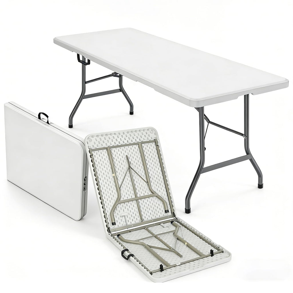 6FT White HDPE Folding Table with Carry Handle W302889