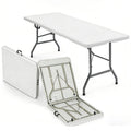 6FT White HDPE Folding Table with Carry Handle W302889