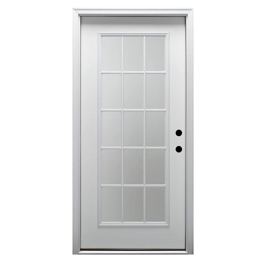 Steel Primed Left Hand In-Swing 15 Lite Clear Glass Front Door H9686