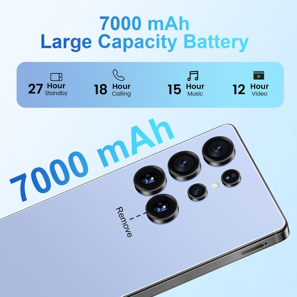 Unlocked Android 14 Smartphone 7000mAh 6.99" HD Screen 16+512GB Dual SIM 5G B8782