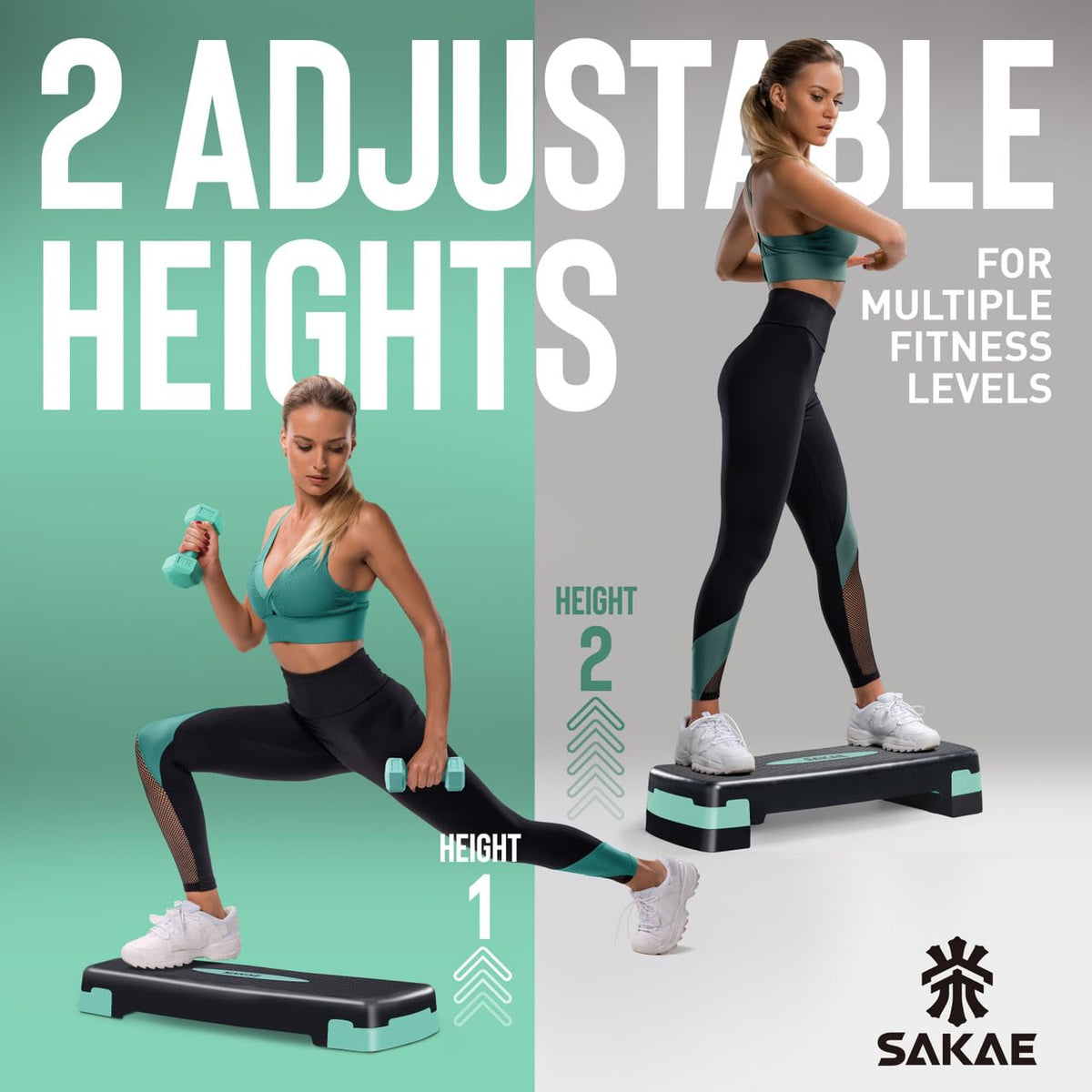 Adjustable Height Aerobic Stepper Set with Dumbbells, Kettlebell, Waist Trimmer, Ankle Weights or Weighted Vest Z113