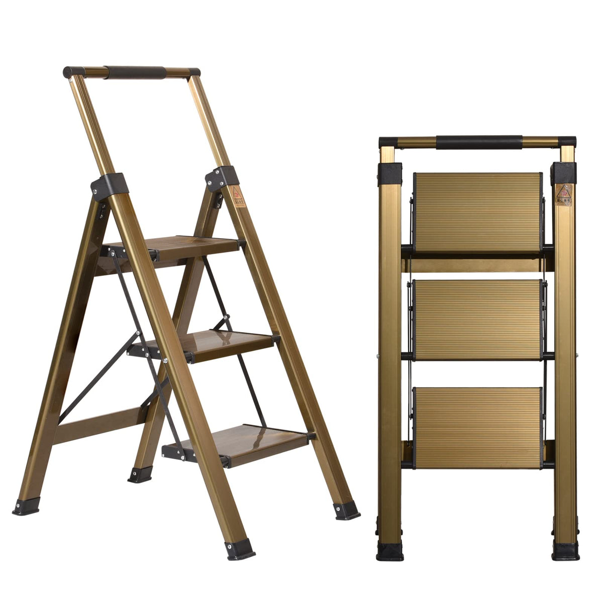 3 Step Aluminum Step Stool with Retractable Handrail K497464