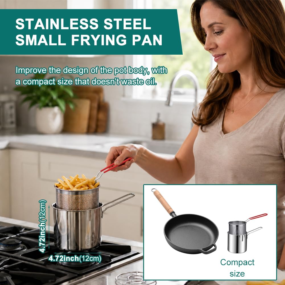 Small Stainless Steel Deep Fryer Pot with Basket O9931