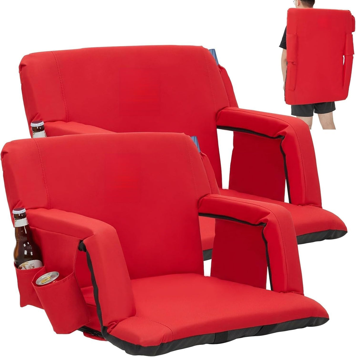 2 PCS Portable Folding Stadium Bleacher Chair O84024